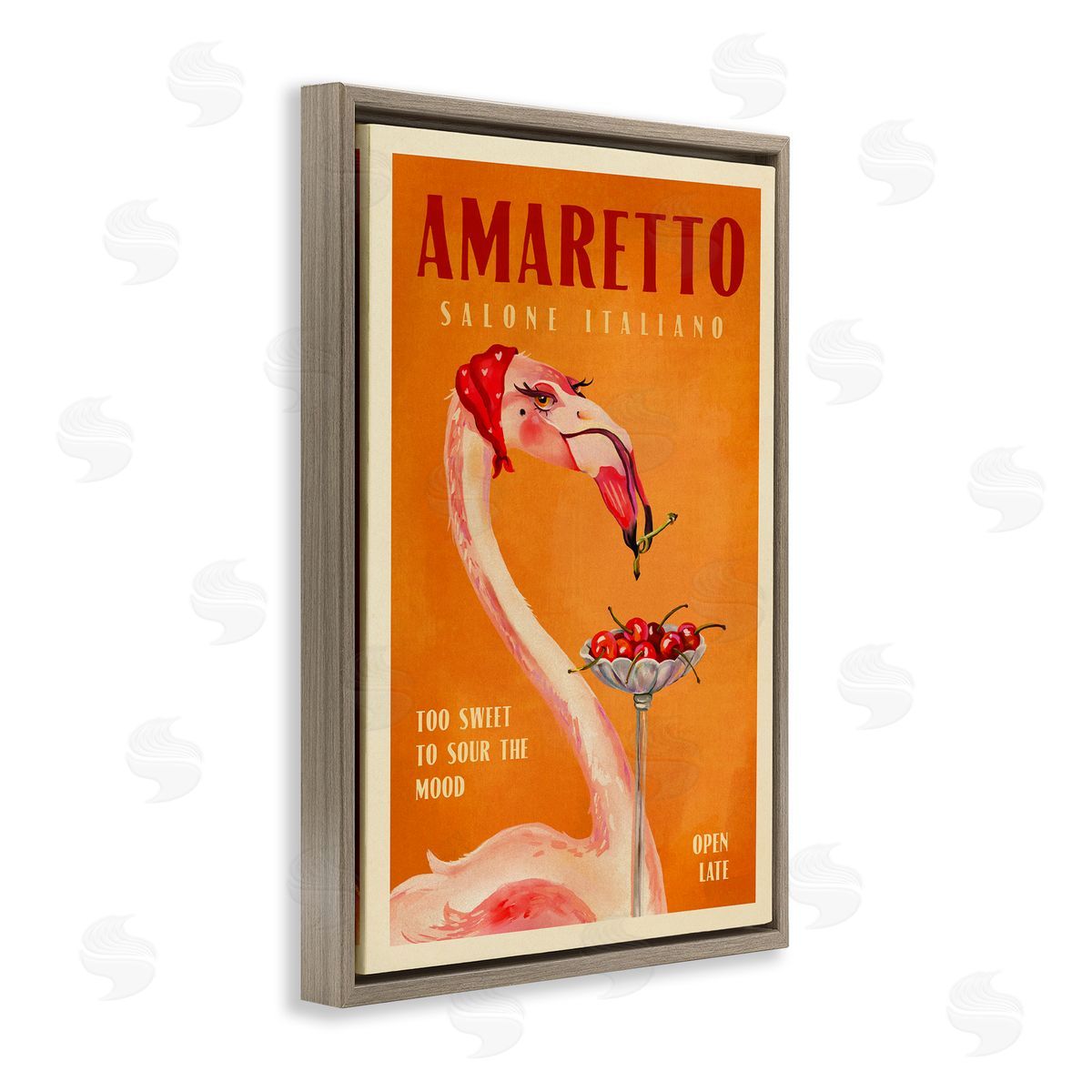 Vintage Amaretto Flamingo Brown Floating Frame Canvas Wall Art, Home Decor by The Whiskey Ginger