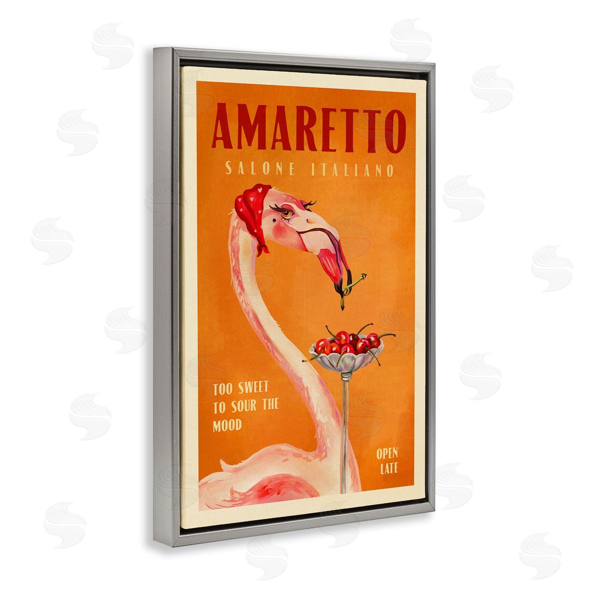 Vintage Amaretto Flamingo Grey Floating Frame Canvas Wall Art, Home Decor by The Whiskey Ginger