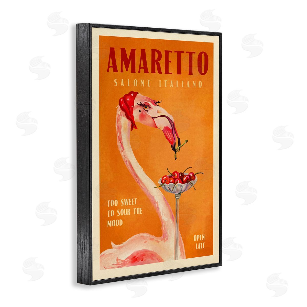 Vintage Amaretto Flamingo Black Frame Print Wall Art, Home Decor by The Whiskey Ginger