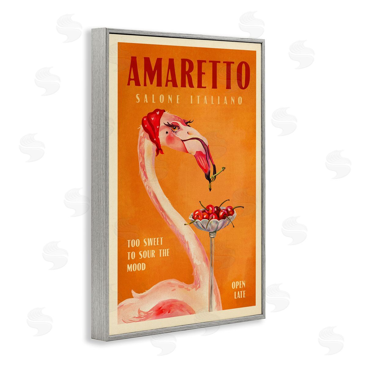 Vintage Amaretto Flamingo Grey Frame Print Wall Art, Home Decor by The Whiskey Ginger