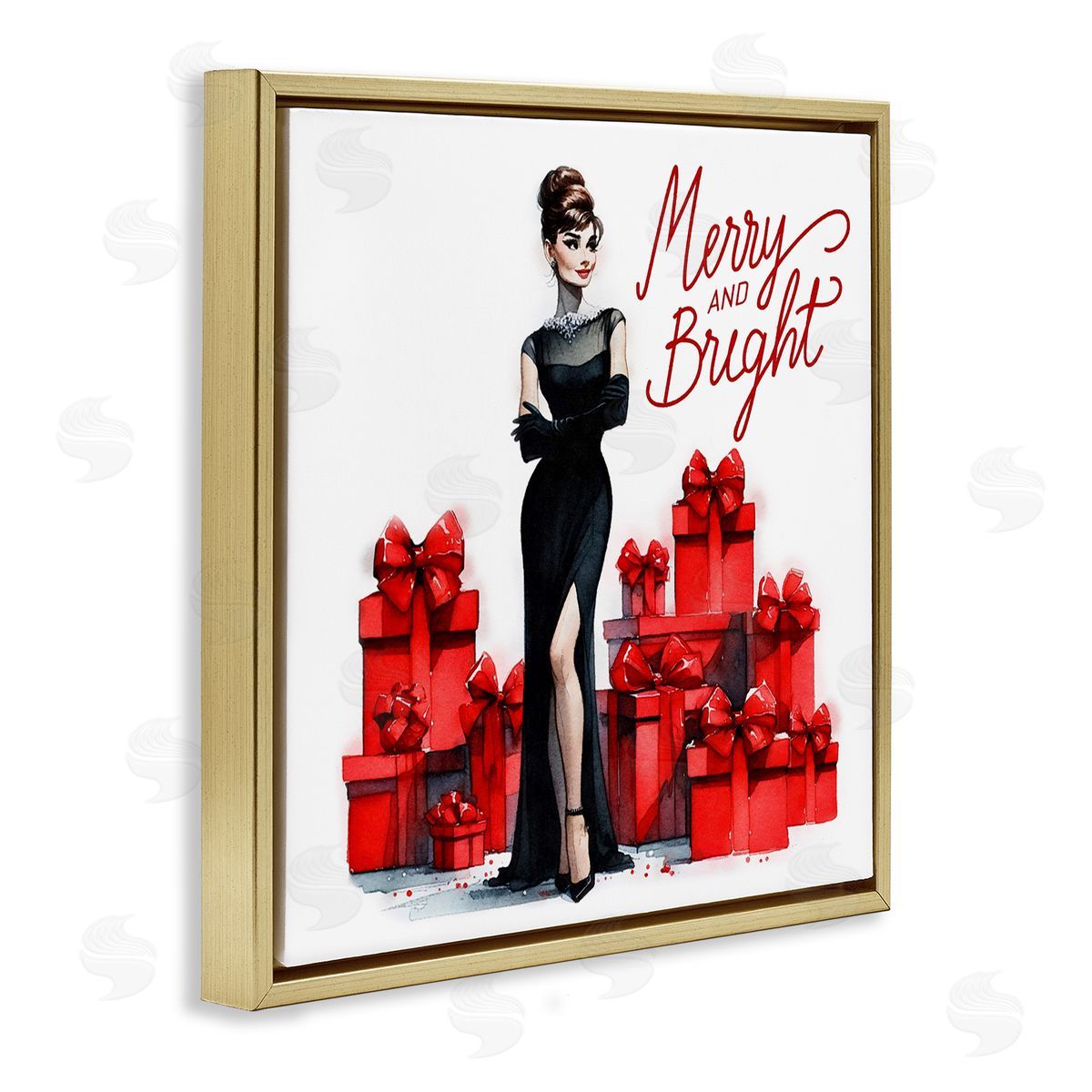 Glam Merry & Bright Gold Floating Frame Canvas Wall Art, Home Decor by Amanda Greenwood