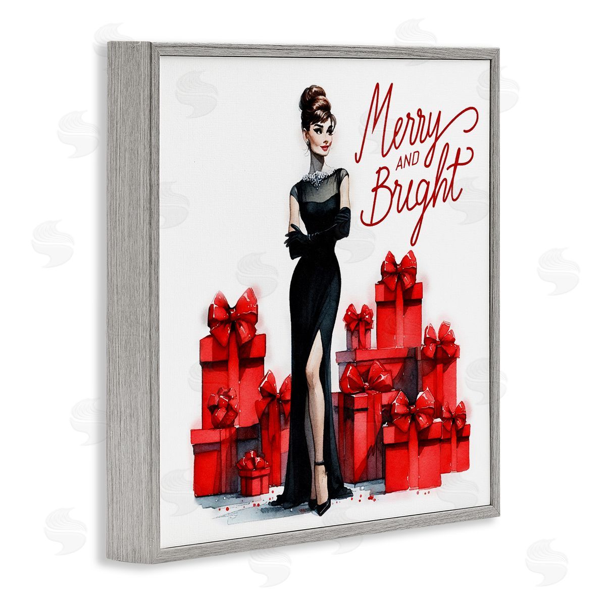 Glam Merry & Bright Grey Frame Print Wall Art, Home Decor by Amanda Greenwood