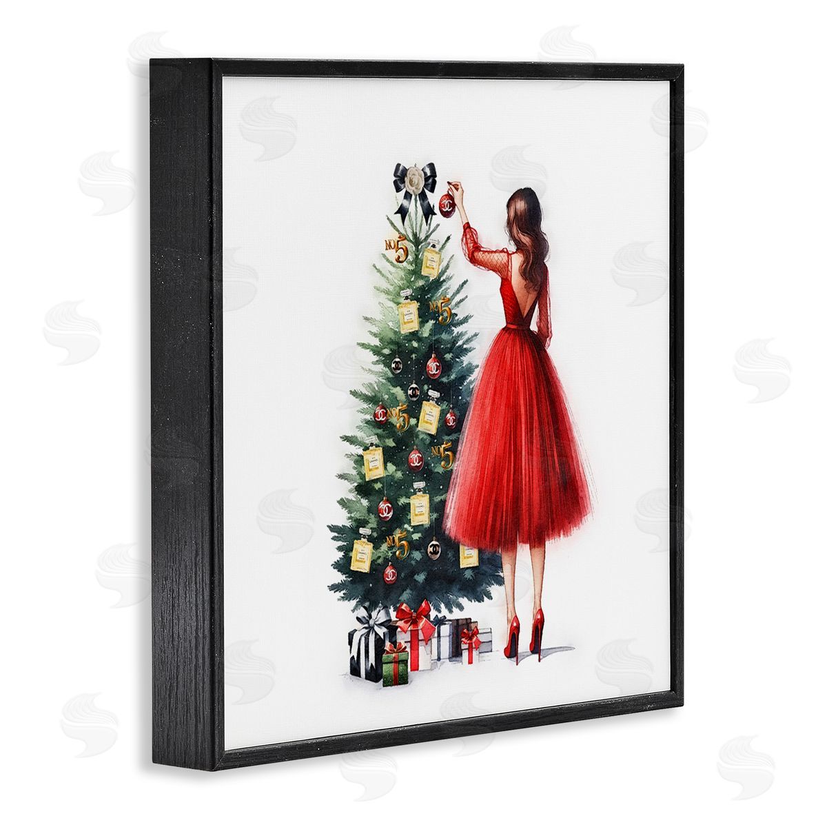 Fashion Tree Ornaments Black Frame Print Wall Art, Home Decor by Amanda Greenwood