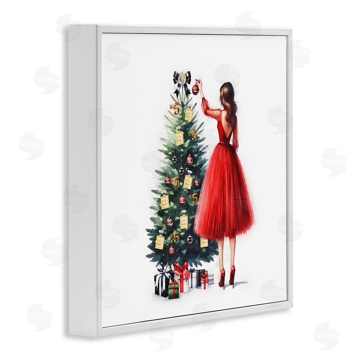 Fashion Tree Ornaments White Frame Print Wall Art, Home Decor by Amanda Greenwood