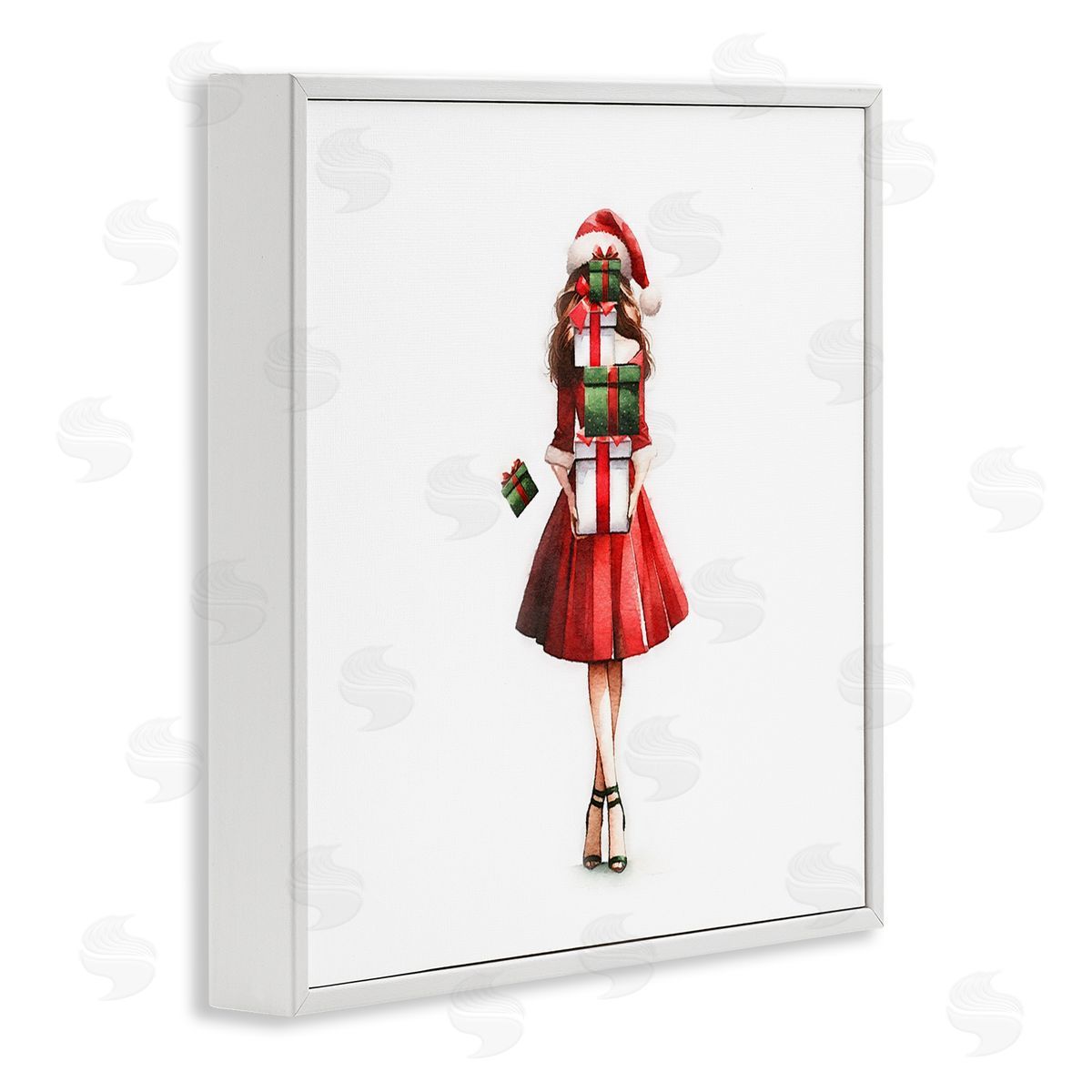 Carrying Christmas Fun White Frame Print Wall Art, Home Decor by Amanda Greenwood