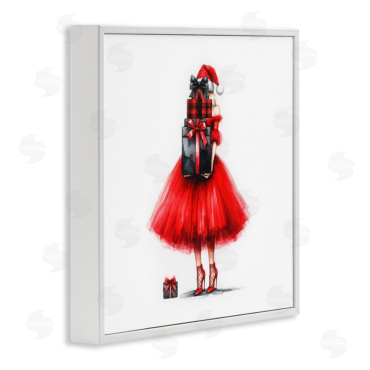 Chic Christmas Gal White Frame Print Wall Art, Home Decor by Amanda Greenwood