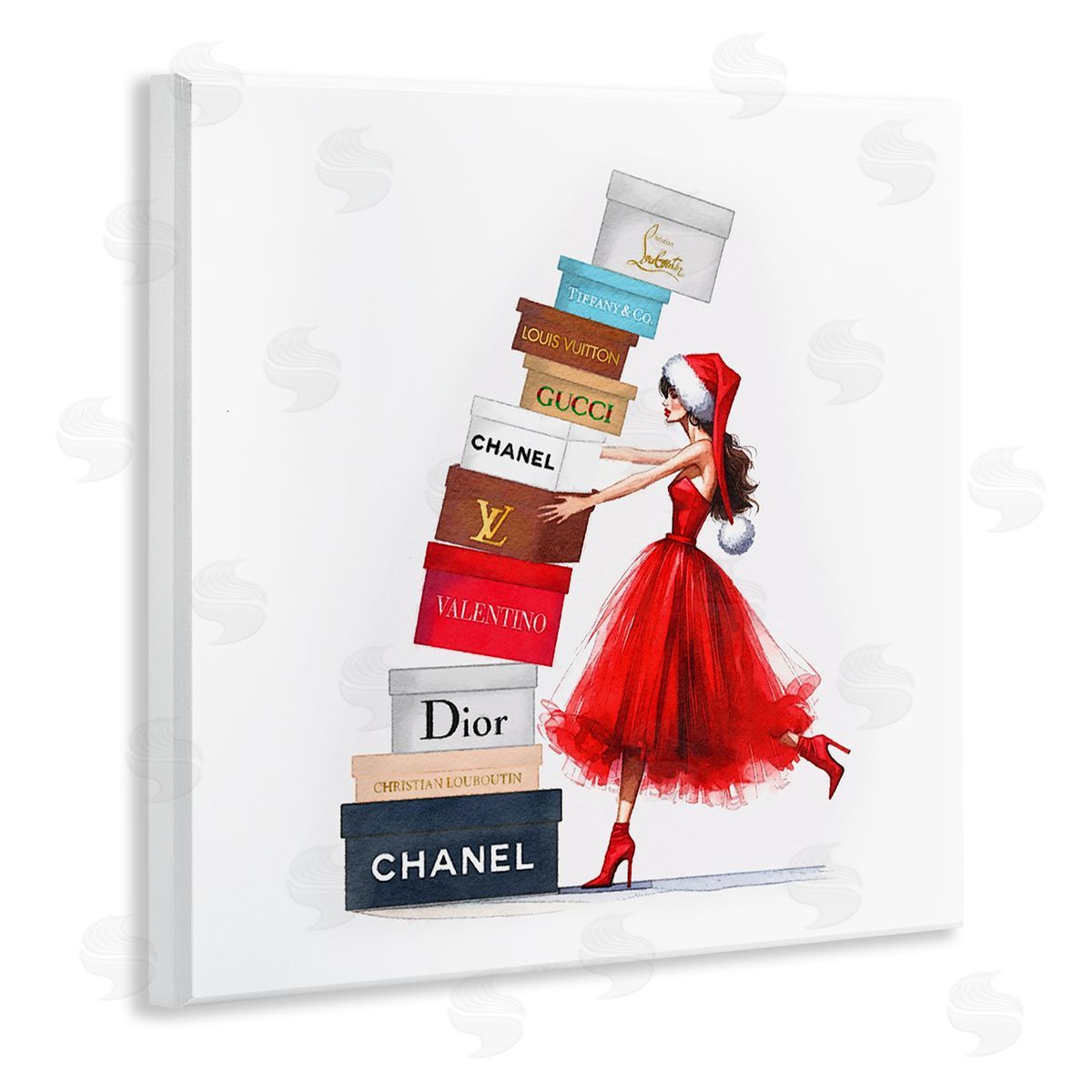 Christmas Shopping Boxes Wood Plaque Wall Art, Home Decor by Amanda Greenwood