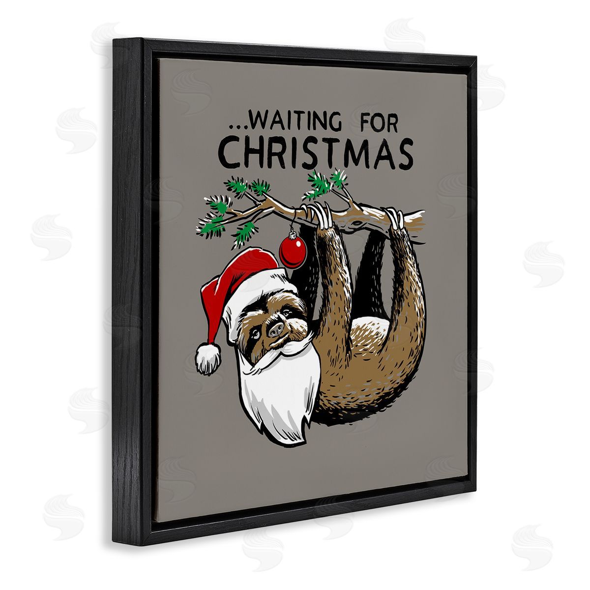 Santa Christmas Sloth Black Floating Frame Canvas Wall Art, Home Decor by Jedco Brands, Inc.