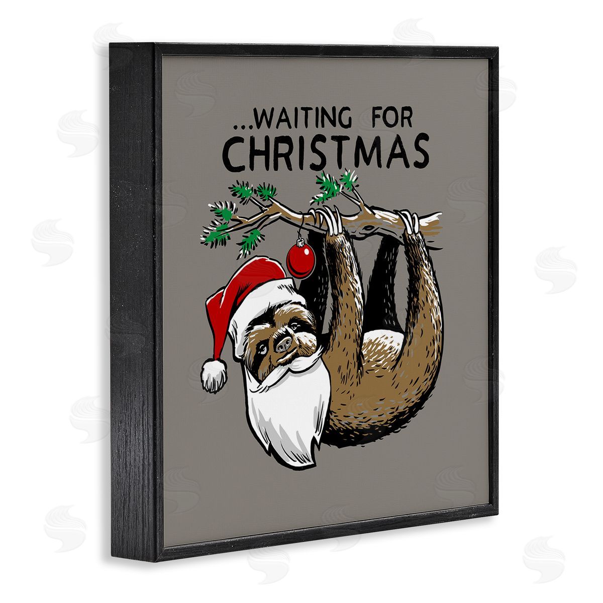 Santa Christmas Sloth Black Frame Print Wall Art, Home Decor by Jedco Brands, Inc.