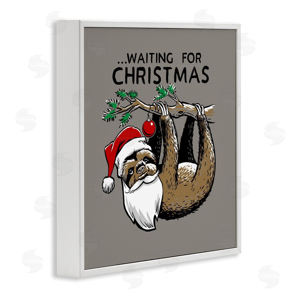 Santa Christmas Sloth White Frame Print Wall Art, Home Decor by Jedco Brands, Inc.