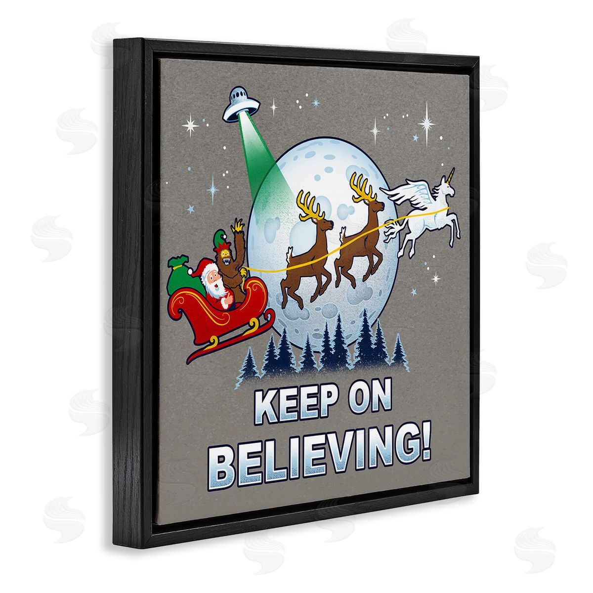 Keep on Believing Holiday Black Floating Frame Canvas Wall Art, Home Decor by Jedco Brands, Inc.