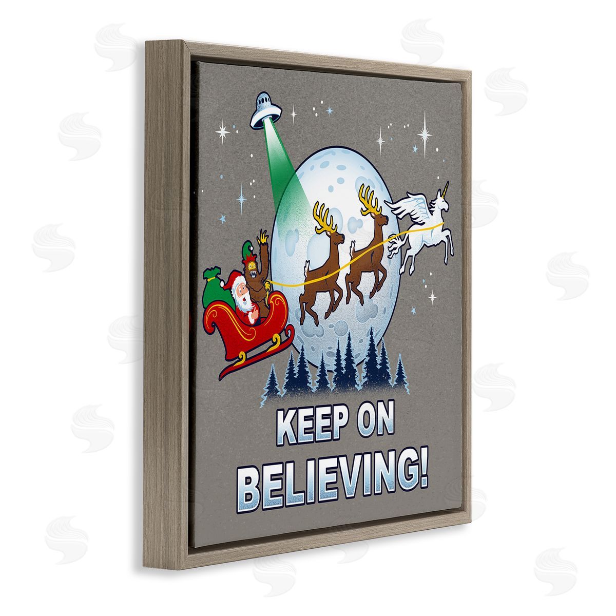 Keep on Believing Holiday Brown Floating Frame Canvas Wall Art, Home Decor by Jedco Brands, Inc.