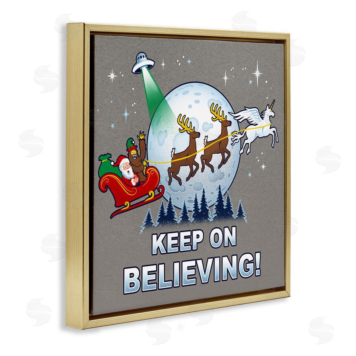 Keep on Believing Holiday Gold Floating Frame Canvas Wall Art, Home Decor by Jedco Brands, Inc.