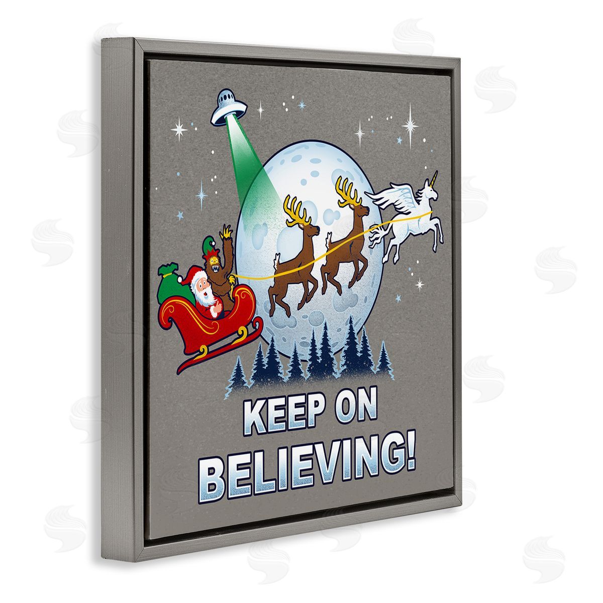Keep on Believing Holiday Grey Floating Frame Canvas Wall Art, Home Decor by Jedco Brands, Inc.