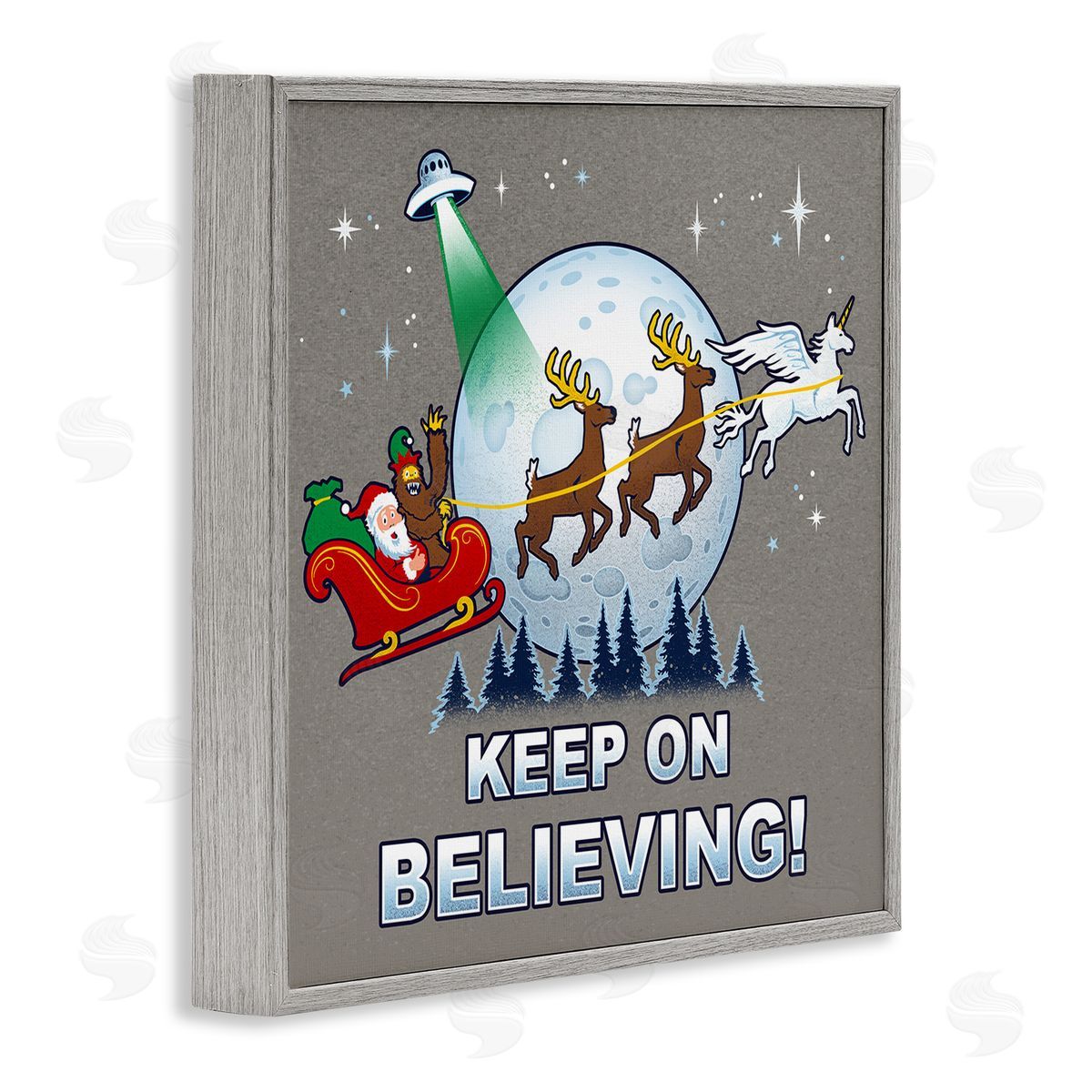 Keep on Believing Holiday Grey Frame Print Wall Art, Home Decor by Jedco Brands, Inc.