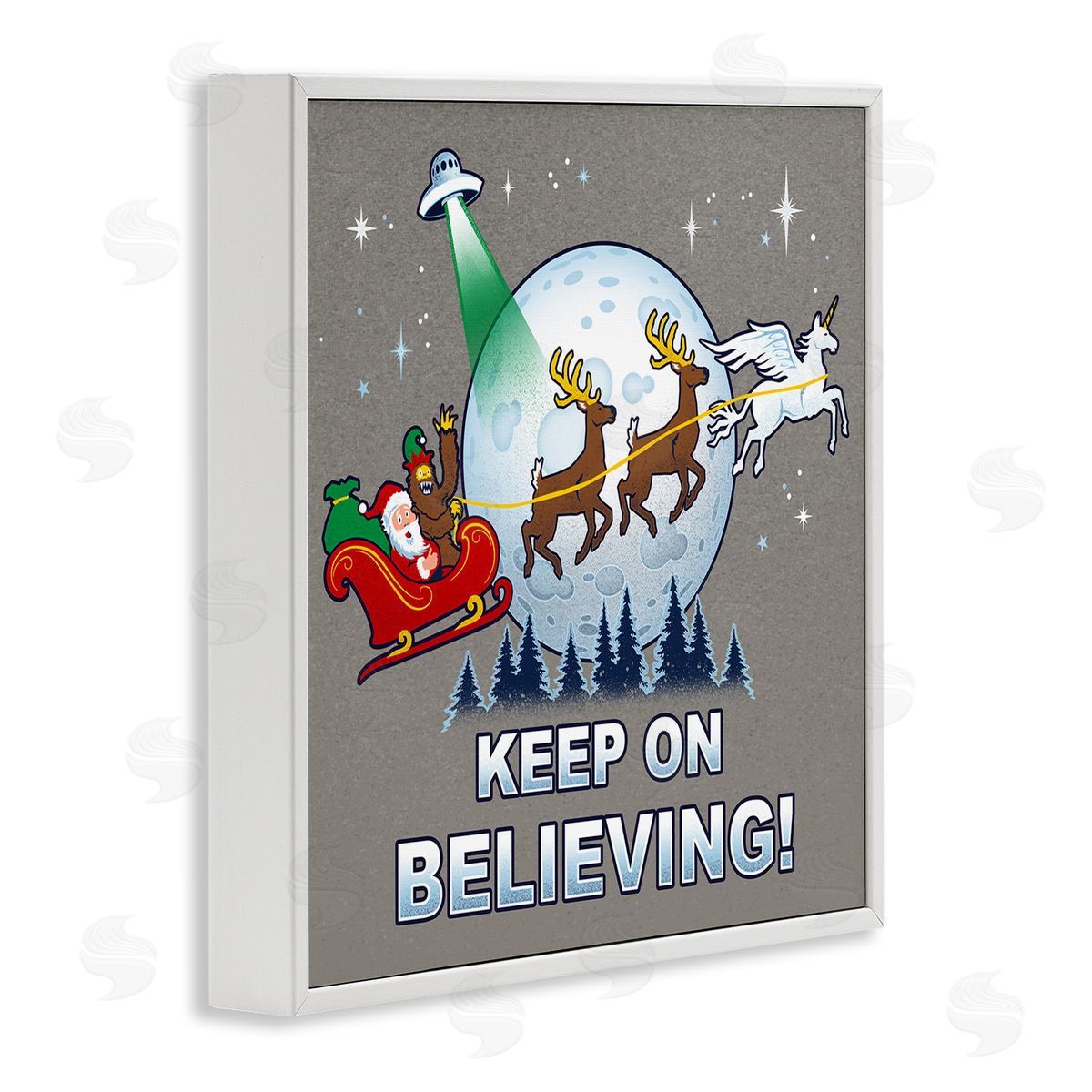 Keep on Believing Holiday White Frame Print Wall Art, Home Decor by Jedco Brands, Inc.