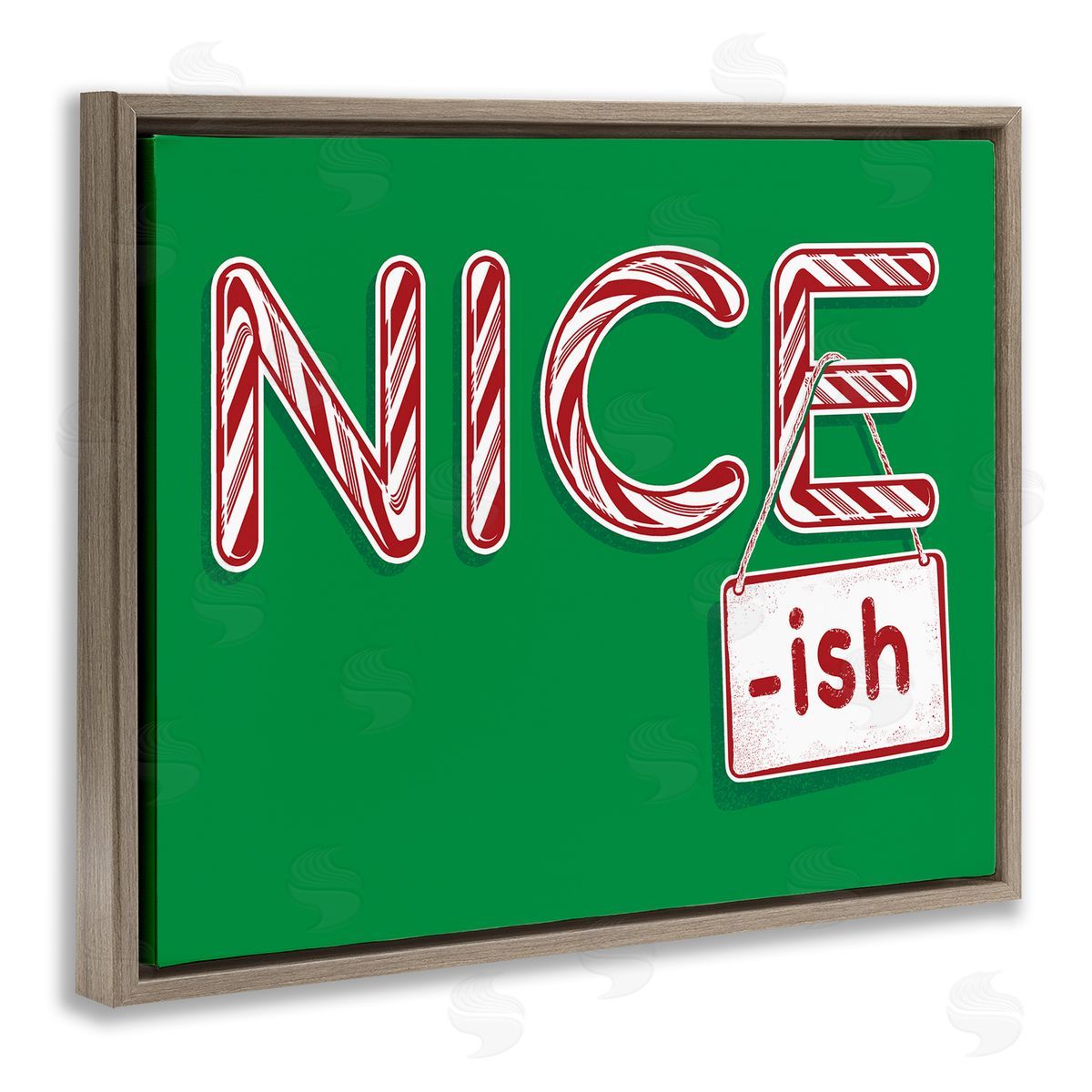 Nice-Ish Holiday Humor Brown Floating Frame Canvas Wall Art, Home Decor by Jedco Brands, Inc.