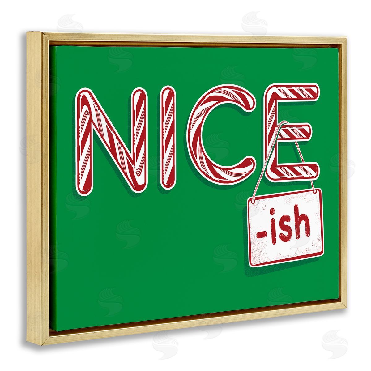 Nice-Ish Holiday Humor Gold Floating Frame Canvas Wall Art, Home Decor by Jedco Brands, Inc.