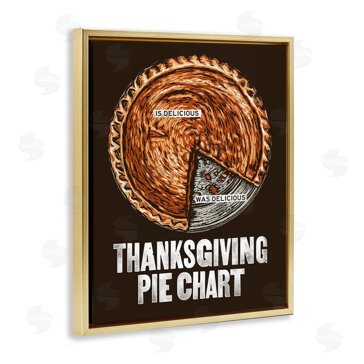 Thanksgiving Pie Chart Gold Floating Frame Canvas Wall Art, Home Decor by Jedco Brands, Inc.