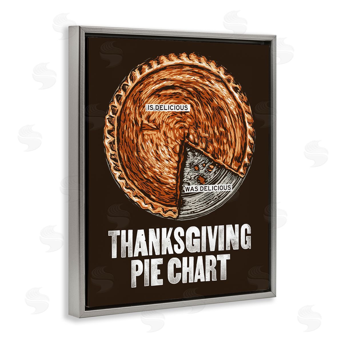 Thanksgiving Pie Chart Grey Floating Frame Canvas Wall Art, Home Decor by Jedco Brands, Inc.