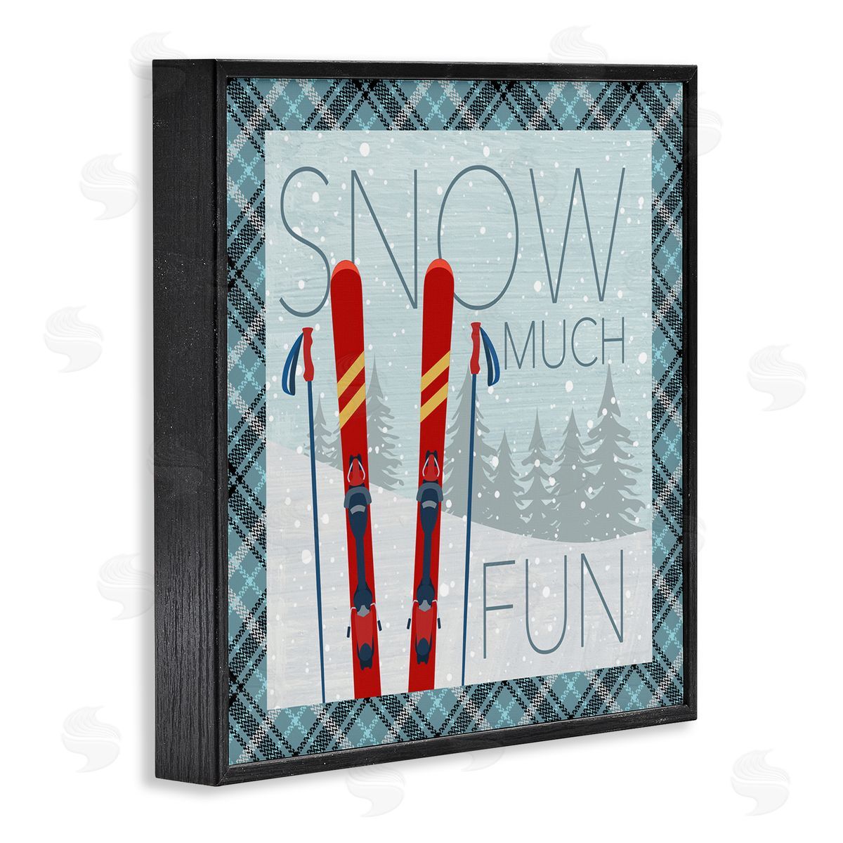 Snow Much Fun with Plaid Black Frame Print Wall Art, Home Decor by PDR, LLC.