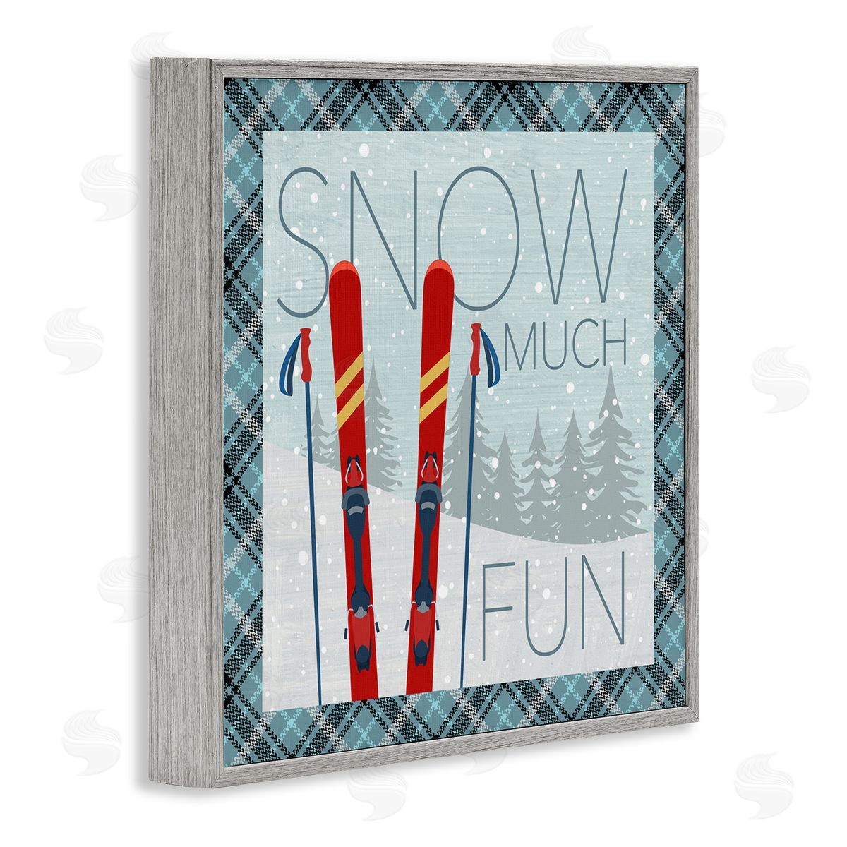 Snow Much Fun with Plaid Grey Frame Print Wall Art, Home Decor by PDR, LLC.