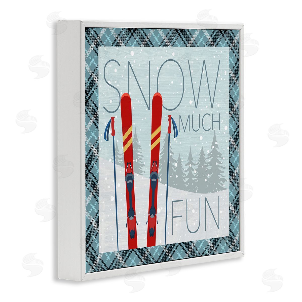 Snow Much Fun with Plaid White Frame Print Wall Art, Home Decor by PDR, LLC.