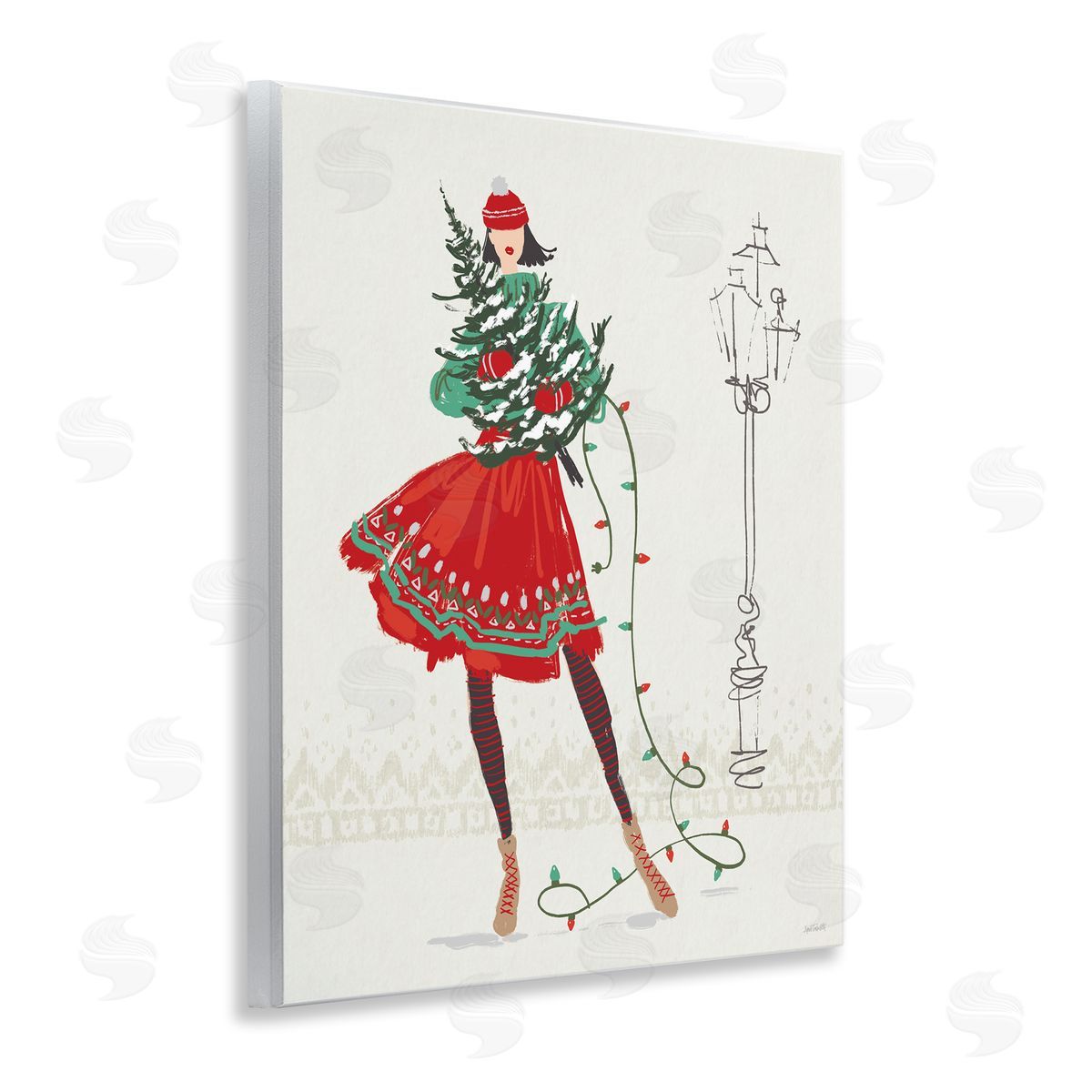 Festive Fashion Girl Wood Plaque Wall Art, Home Decor by Anne Tavoletti