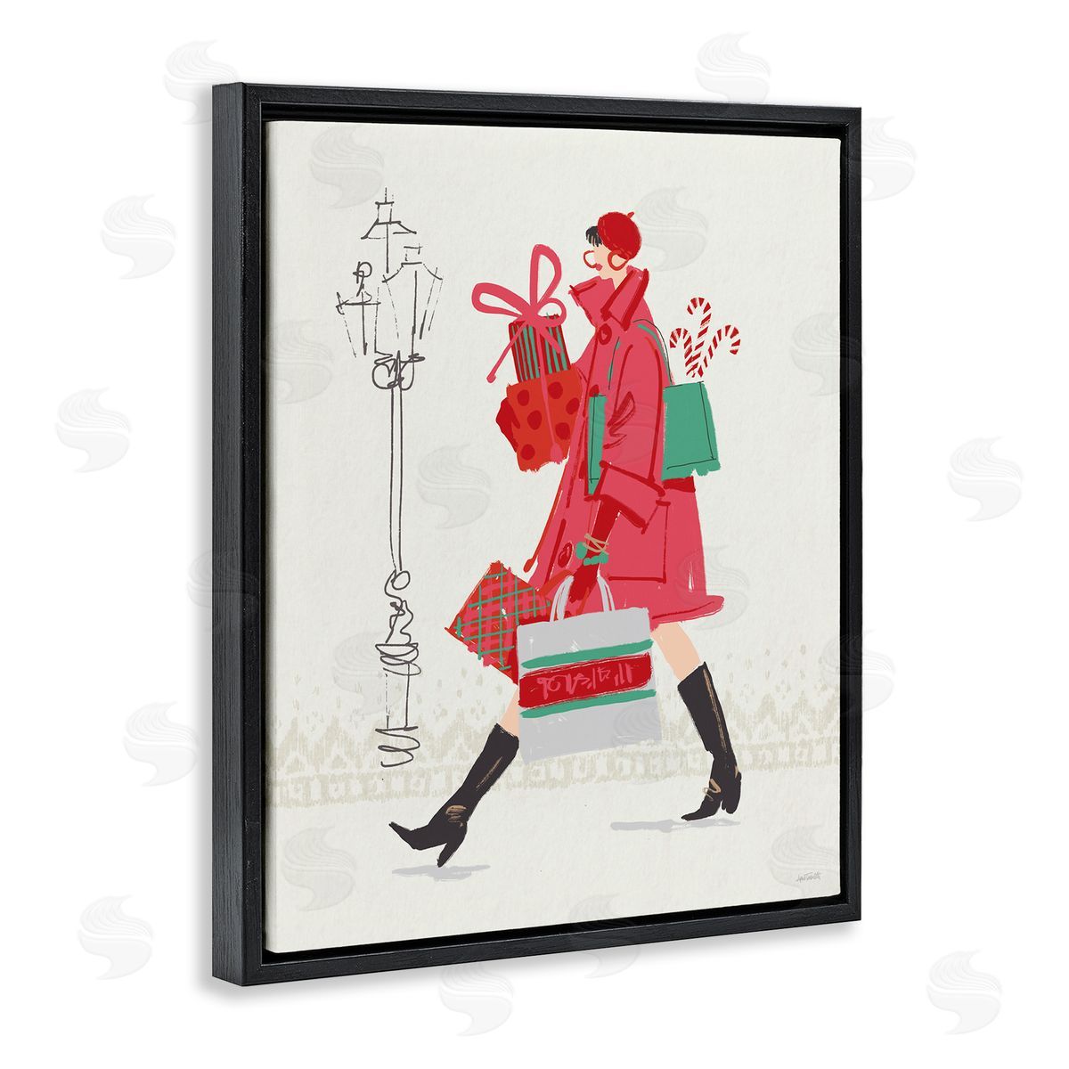 Trendy Festive Fashion Black Floating Frame Canvas Wall Art, Home Decor by Anne Tavoletti