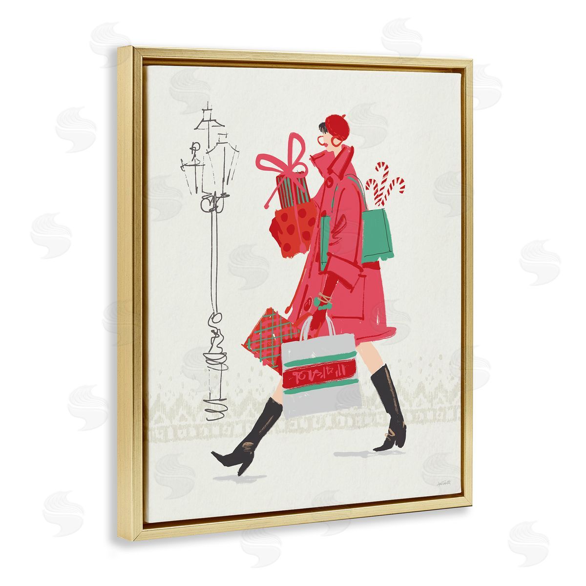 Trendy Festive Fashion Gold Floating Frame Canvas Wall Art, Home Decor by Anne Tavoletti