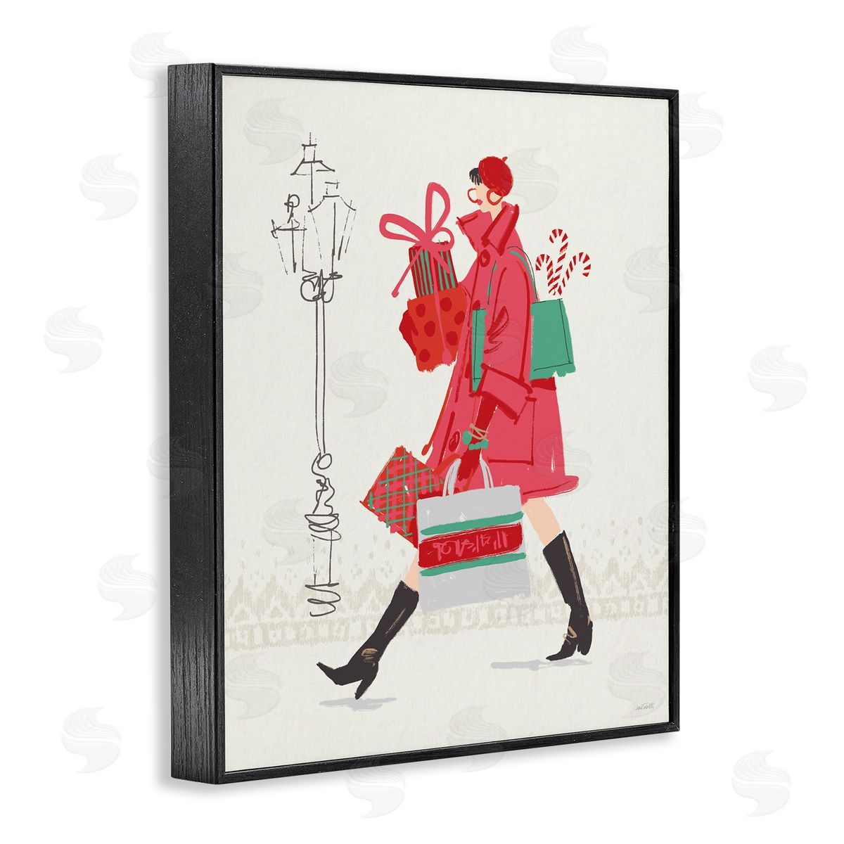 Trendy Festive Fashion Black Frame Print Wall Art, Home Decor by Anne Tavoletti