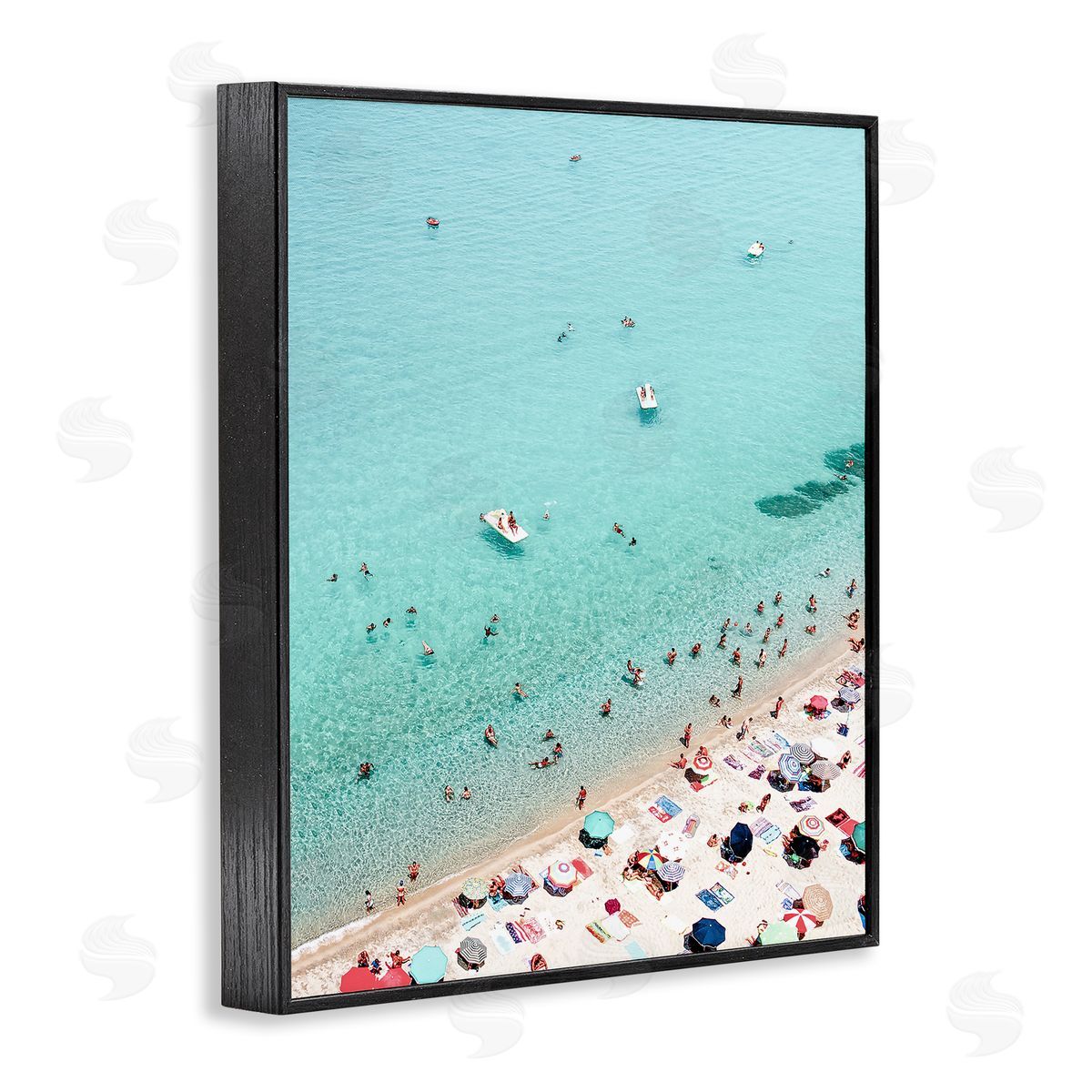 Busy Beach View Black Frame Print Wall Art, Home Decor by Sisi and Seb