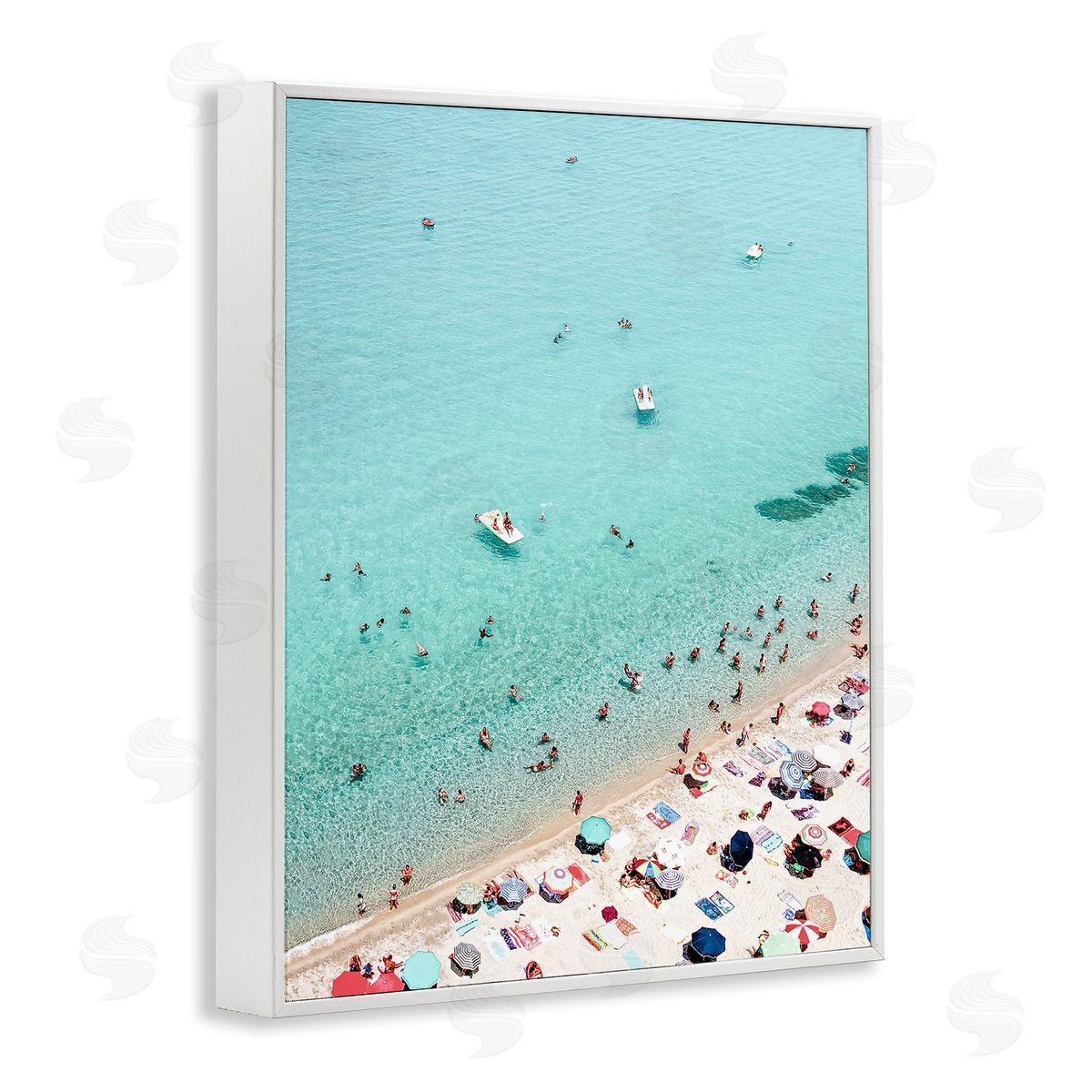 Busy Beach View White Frame Print Wall Art, Home Decor by Sisi and Seb