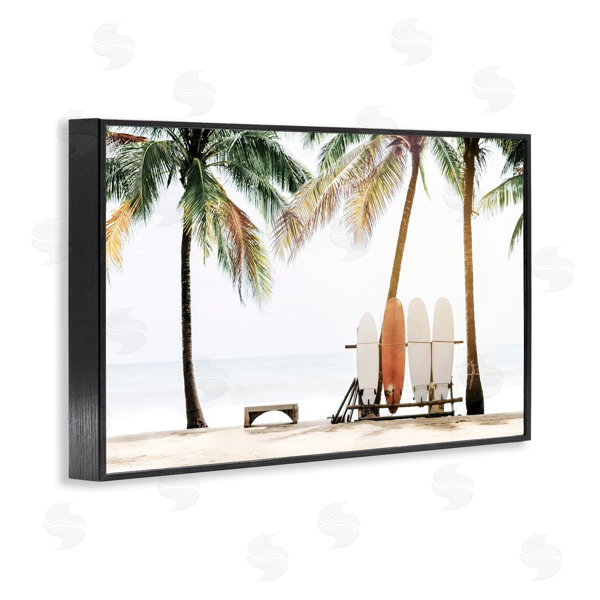 Hawaii Surfing View Black Frame Print Wall Art, Home Decor by Sisi and Seb