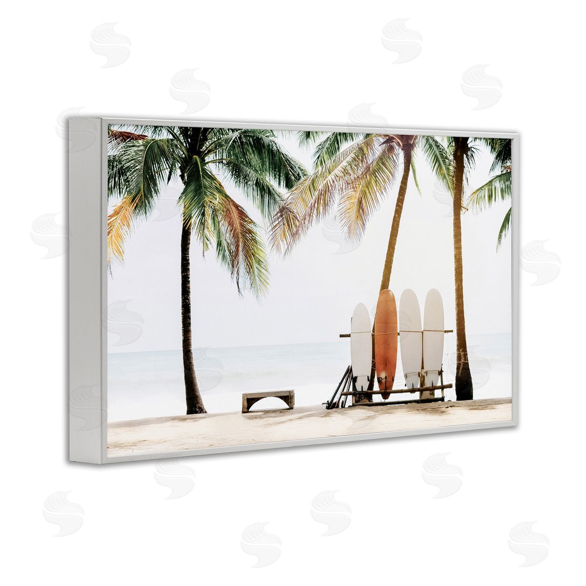Hawaii Surfing View White Frame Print Wall Art, Home Decor by Sisi and Seb