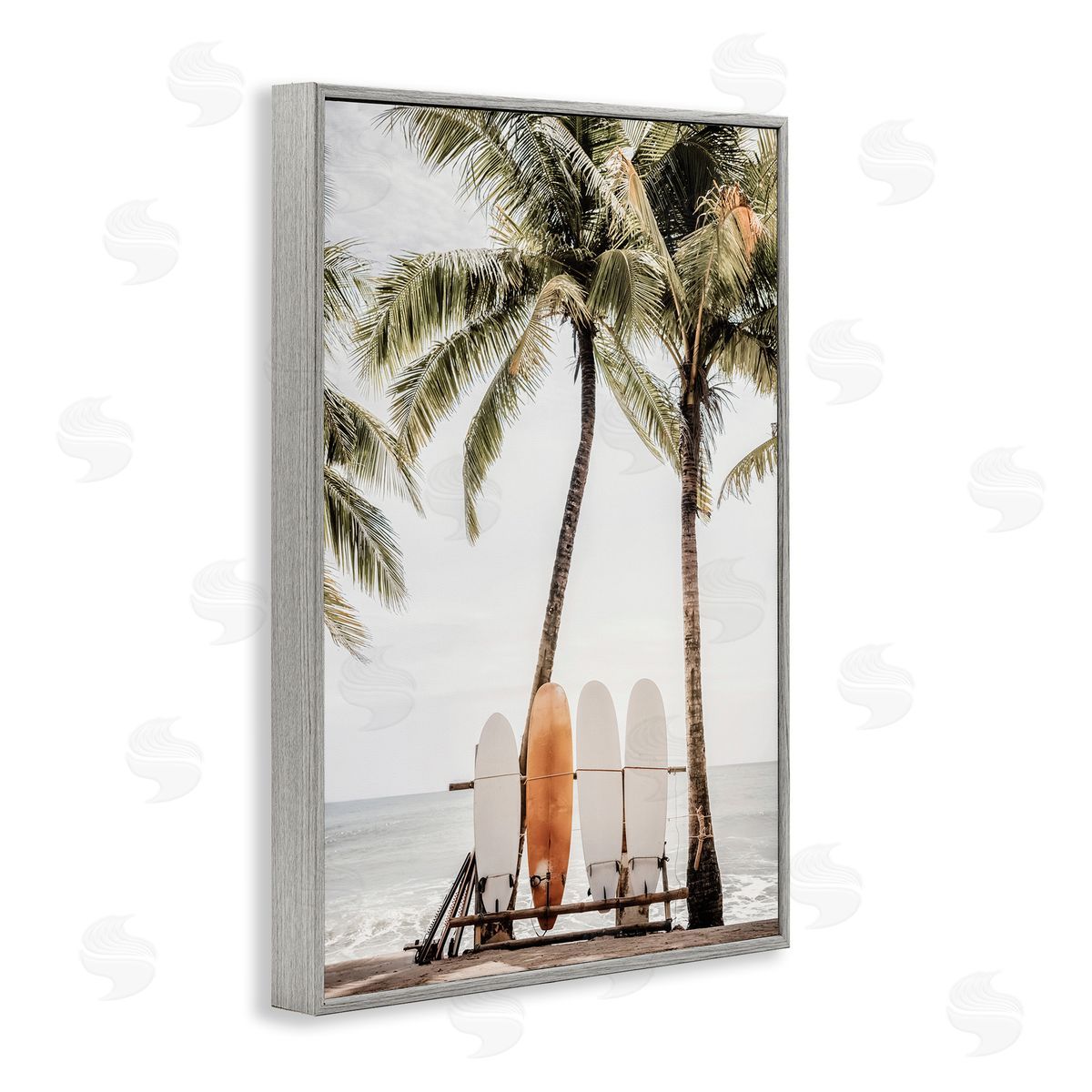 Hawaii Surfboards View Grey Frame Print Wall Art, Home Decor by Sisi and Seb
