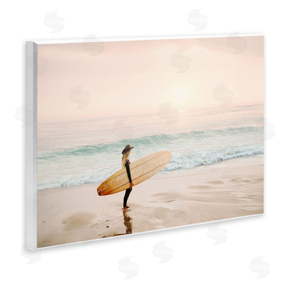 Surfer Cowgirl on Beach Wood Plaque Wall Art, Home Decor by Sisi and Seb