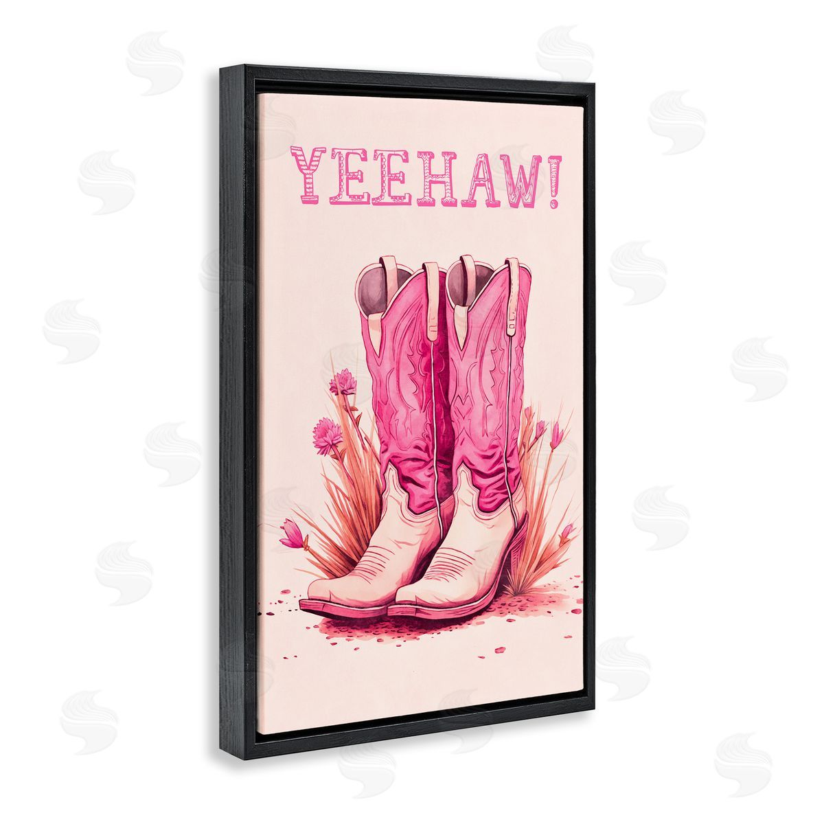 Yeehaw Pastel Boots Black Floating Frame Canvas Wall Art, Home Decor by Andrea Haase