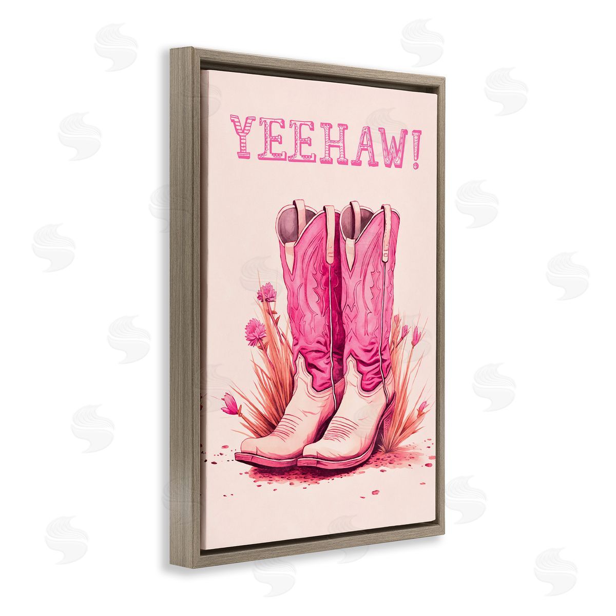 Yeehaw Pastel Boots Brown Floating Frame Canvas Wall Art, Home Decor by Andrea Haase