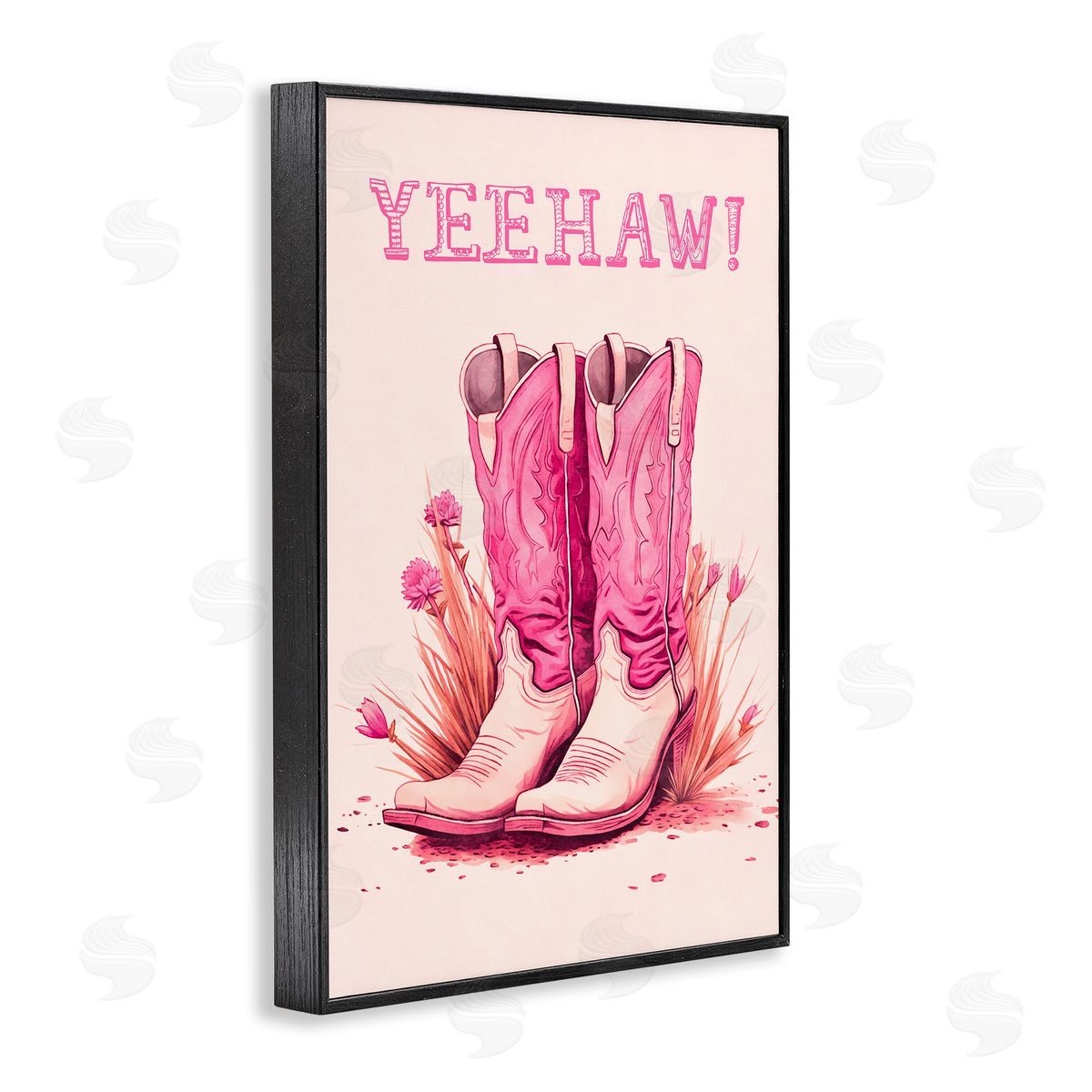 Yeehaw Pastel Boots Black Frame Print Wall Art, Home Decor by Andrea Haase