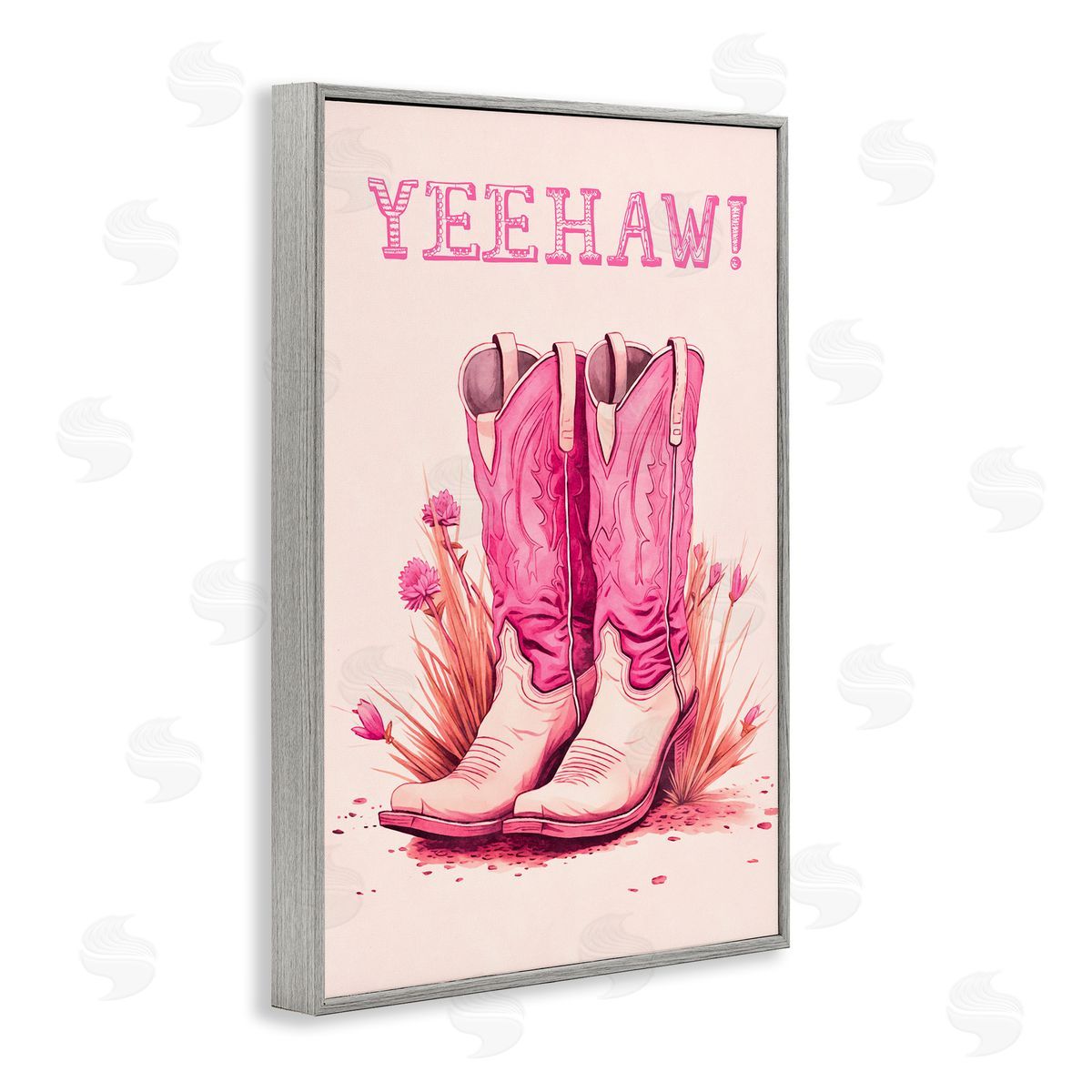 Yeehaw Pastel Boots Grey Frame Print Wall Art, Home Decor by Andrea Haase