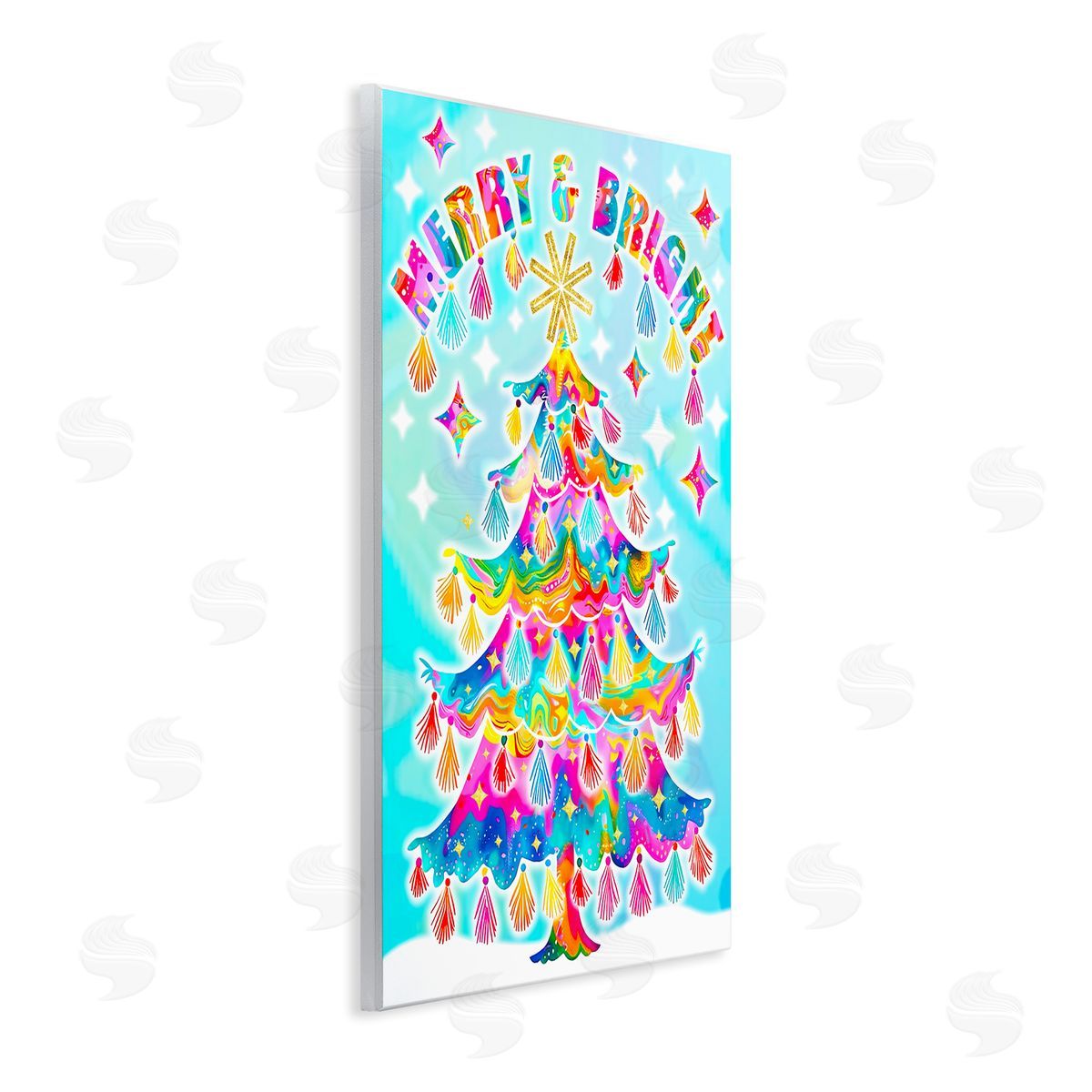 Eclectic Merry & Bright Wood Plaque Wall Art, Home Decor by Jess Stempel
