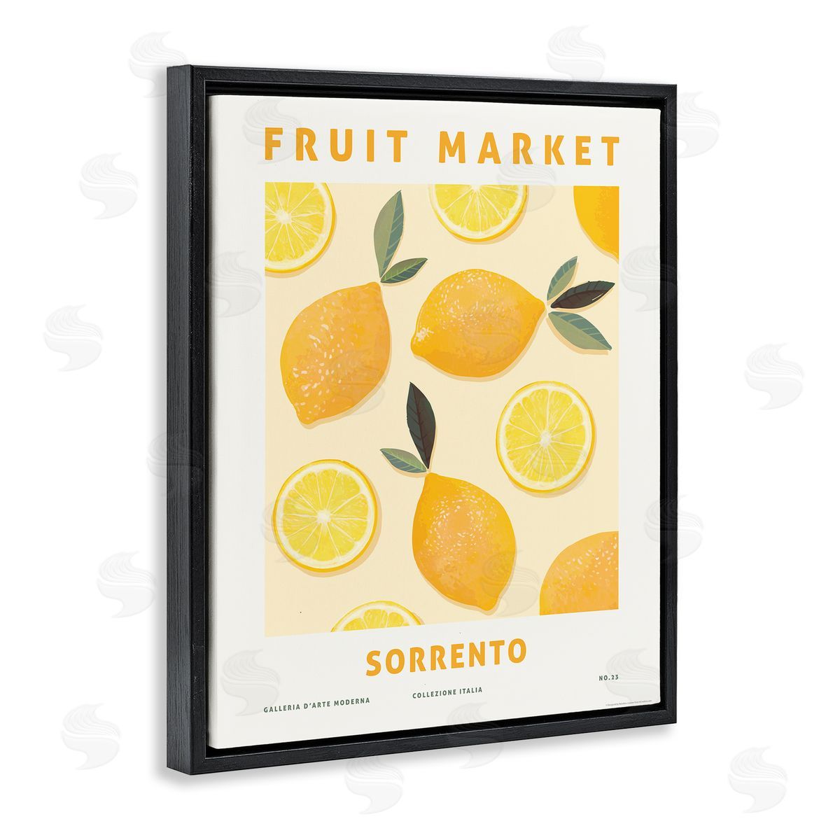 Fruit Market Lemons Black Floating Frame Canvas Wall Art, Home Decor by Reinders