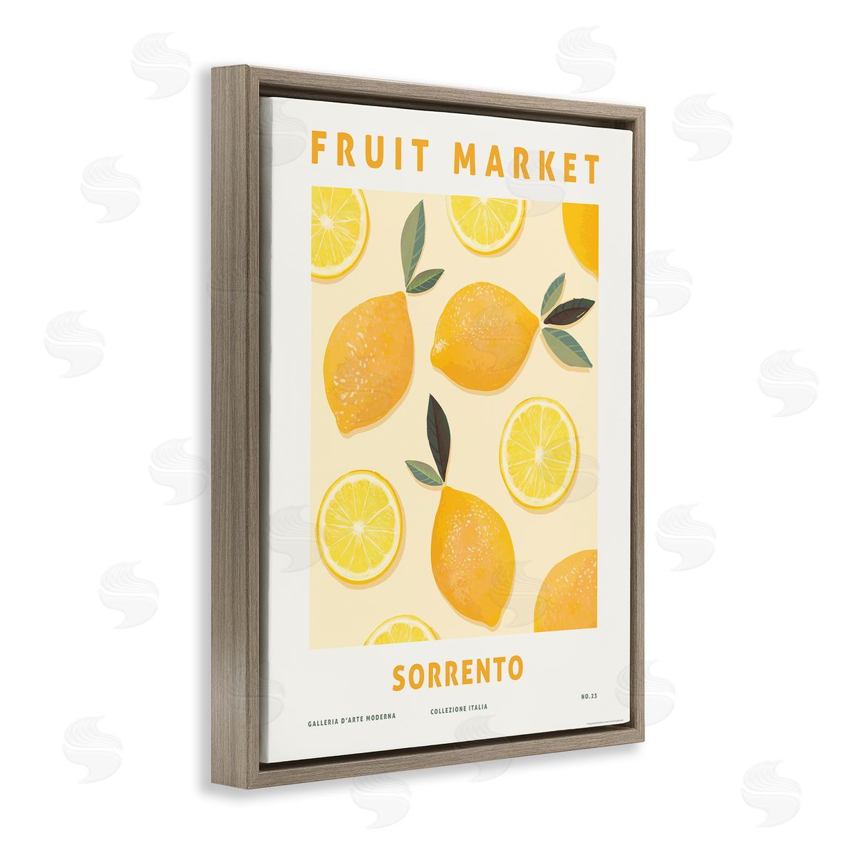 Fruit Market Lemons Brown Floating Frame Canvas Wall Art, Home Decor by Reinders