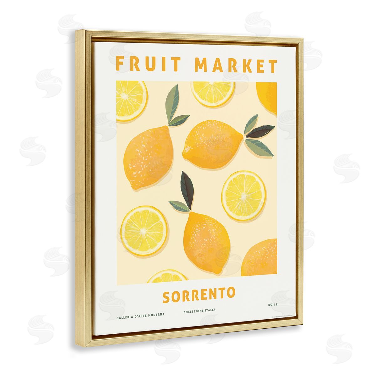 Fruit Market Lemons Gold Floating Frame Canvas Wall Art, Home Decor by Reinders