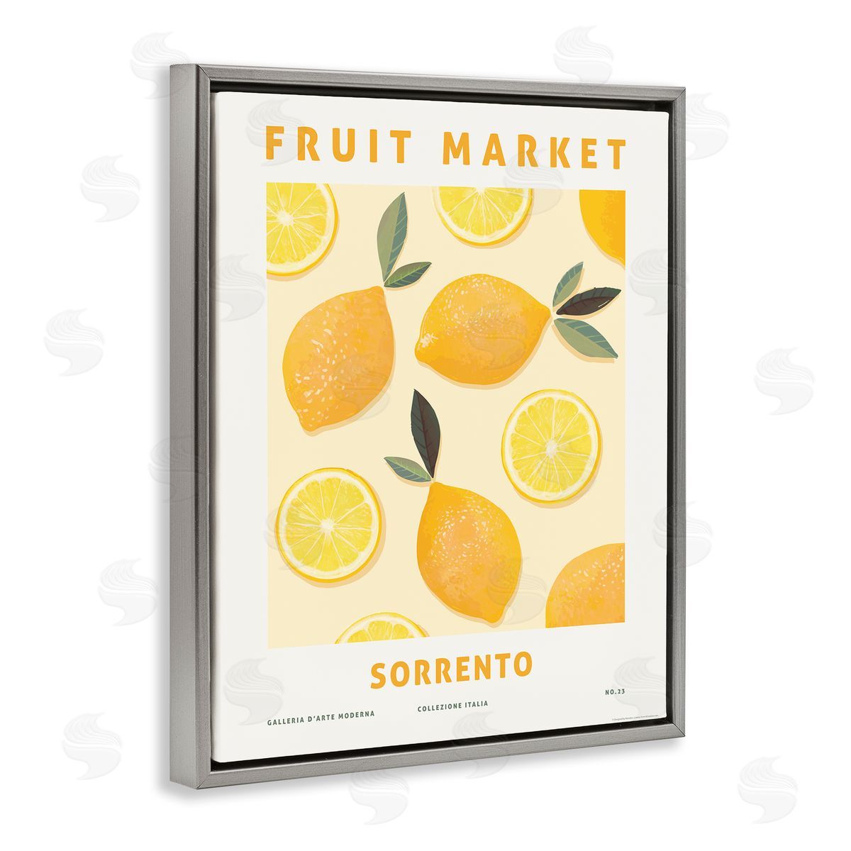 Fruit Market Lemons Grey Floating Frame Canvas Wall Art, Home Decor by Reinders