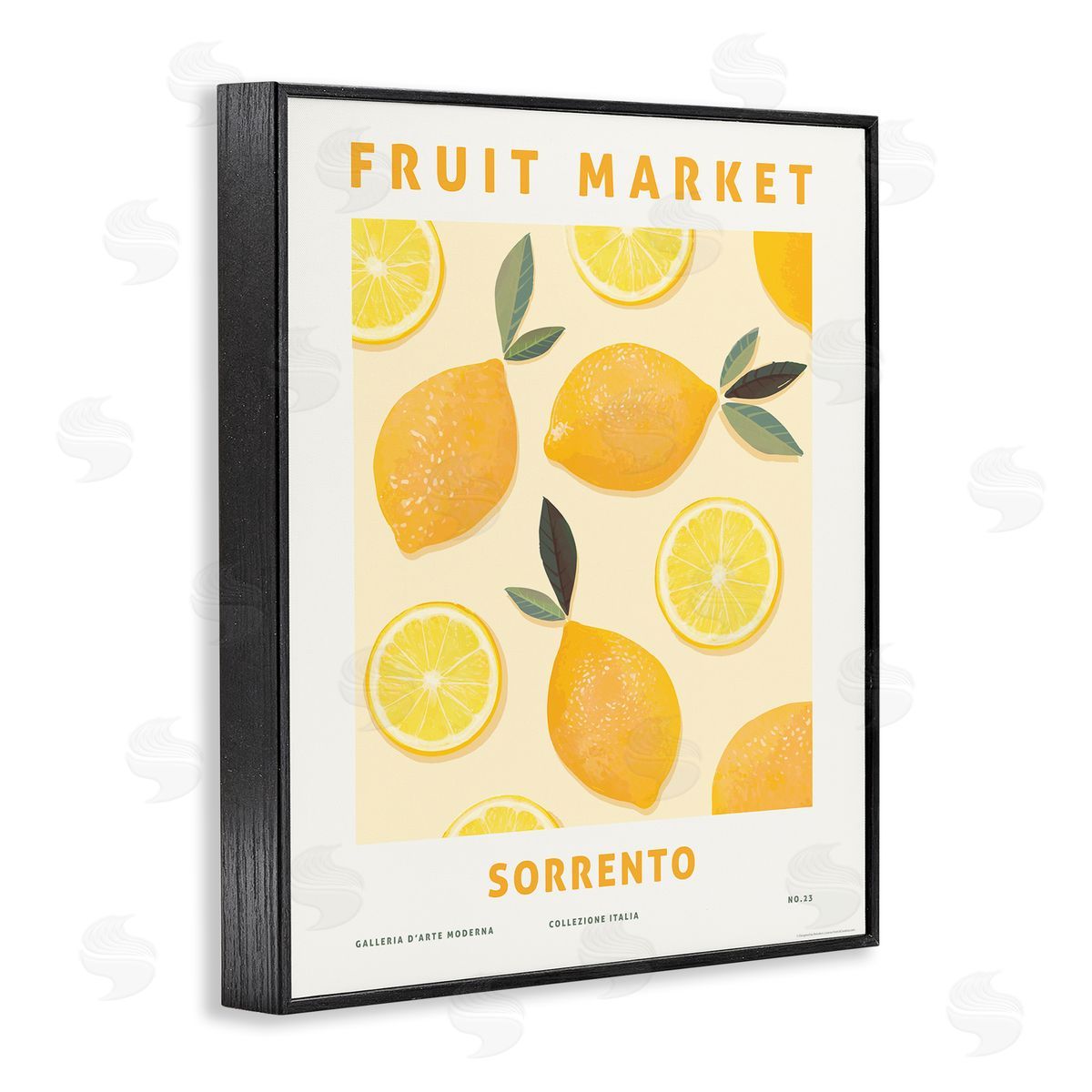 Fruit Market Lemons Black Frame Print Wall Art, Home Decor by Reinders