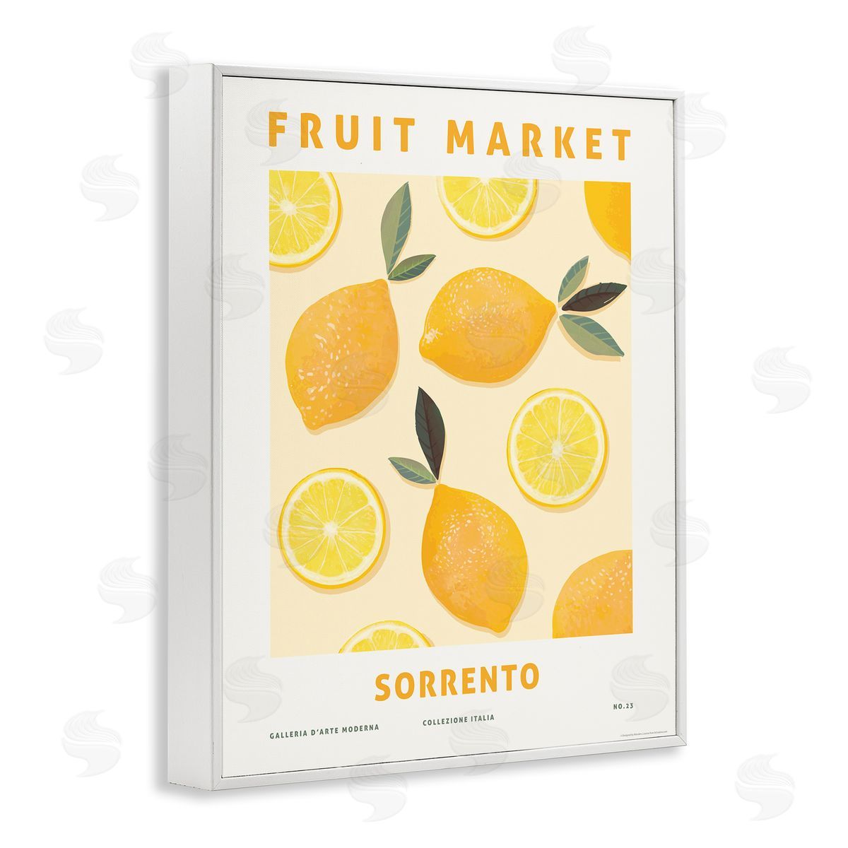 Fruit Market Lemons White Frame Print Wall Art, Home Decor by Reinders