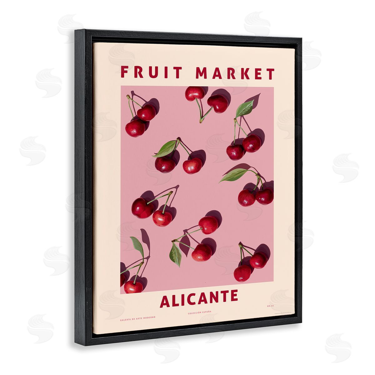 Fruit Market Cherries Black Floating Frame Canvas Wall Art, Home Decor by Reinders