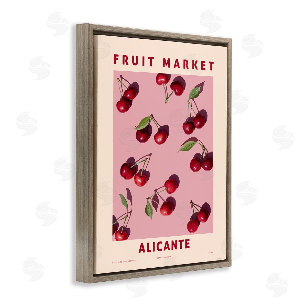 Fruit Market Cherries Brown Floating Frame Canvas Wall Art, Home Decor by Reinders